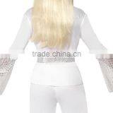 Wholesale Custom Women's Halloween White Top Pants and Belt 70's Disco Lady Costumes Adults thumbnail-6