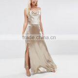 2016 Pictures of Ladies Prom Gown Dresses Cowl Front Strappy Evening Cami Maxi Dress With Thigh Split HSd7464 thumbnail-2