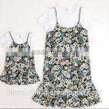 Wholesale Holiday Family Set Flower Printed Mother Daughter Matching Dress in Stock thumbnail-2