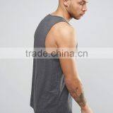 2017 Cheapest High Quality New Design Custom Dark Grey Color Gym Wear Comfortable 100% Polyester Fashion Men's Sport Vest thumbnail-2