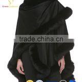 Ladies New Style Winter Wholesale Cashmere Poncho With Rabbit Fur Poncho thumbnail-2