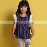 2017 Latest Children Frocks Designs Contrast Cap Sleeve Ruffles Dress thumbnail-1