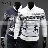 Men Christmas Pullover Custom O-neck Reindeer Jacquard Pattern Knitted Sweater thumbnail-2