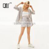 Long Flowing Jacket With Rolled up Sleeves Striped Blazer Coat Womens thumbnail-1