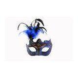 Blue Feather Small Half Face Masquerade Masks For Carnival Party