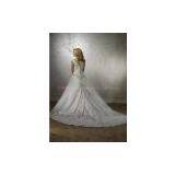 High Quality Satin Lace Appliqued Beaded A-line Bridal Wedding Dress Custom Made thumbnail-2