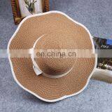Lace Bowknot Straw Hat Folding Sunshade Hat Beach Cap thumbnail-2