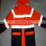 Waterpoof Orange High visibility Reflective Warm Safety Jacket