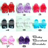Baby Barefoot Sandals with Shabby Flower