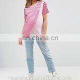 2017 New Design Maternity Nursing T-Shirt With Wrap Overlay In Pink Stripe thumbnail-4
