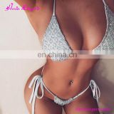 New Design Silver Sequins Two Piece Design You Own Bandage Swimsuit