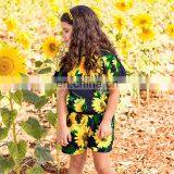 INS Baby Girl Jumpsuit Kids Summer Sunflower Print Romper Short Sleeve thumbnail-2
