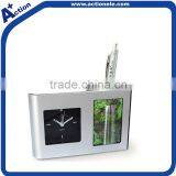 Table Clock With Photo Frame and Penholder
