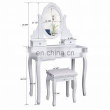 Cheap Dresser Vanity Set With Mirror and Stool Make-up Dressing Table 5 Drawers With 2 Dividers thumbnail-3