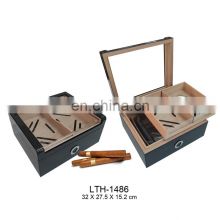 custom modern antique blank wholesale manufacturer glass top automatic pack wood cigar box spanish cedar wooden cigar humidor