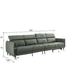 New Straight-Row Three-Seat Leather Sofa Villa Living Room Large-Sized Italian Minimalist Style Functional Sofa Combination thumbnail-4