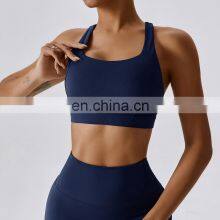Cross Back Recyclable Yoga Sexy Bras Factory Sales Women Square Neck Sports Tank Tops thumbnail-4