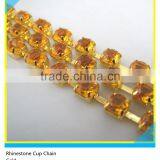 Rhinestone Chain Trimming Sew on Gold Rhinestone Cup Chain thumbnail-1