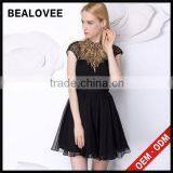 Factory Price New Arrival Ladies Diamond Black 100% Handmade Ladies Mini Women Summer Long Cotton Dresses thumbnail-2