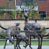 Outdoor Metal Casting Bronze Deer Sculptures Animal Statues thumbnail-2