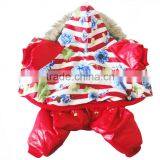 Luxury Fur Flower Cotton Red Dog Clothes thumbnail-2