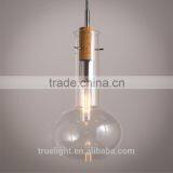 Modern Simple Style Glass Bottle With Wood Pendant Lamp 1 Light for Shops China Supplier thumbnail-4