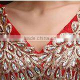 Women's Red V-Neck Print Floor-Length Dress thumbnail-6