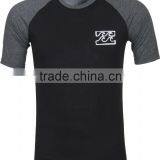 92% Polyester 8% Spandex (Lycra) Short Sleeves Black Compression Shirt / Rash Guard With Grey Sleeves
