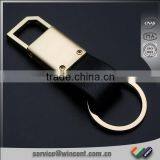 Custom Logo Gold Plating Leather Rotating Keychain thumbnail-2