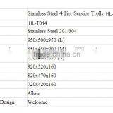 Stainless Steel Commercial Hotel Room Serving Four Layers Trolley Cart With Wheels thumbnail-2
