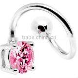 Shimmering Aqua Solitaire Spiral Twister Belly Ring thumbnail-1