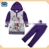 (FG4646) 4-9y Heather grey young girls boutique clothing set sequins hooded winter baby set