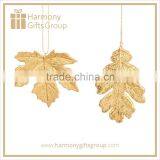 Gold Resin Christmas Hanging Leaf Ornaments Wholesale