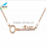 Wholesale latest design copper AAA zircon micro love key pendant necklace