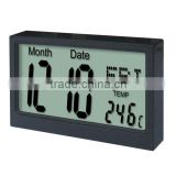 Digital calendar day date clock with thermometer function