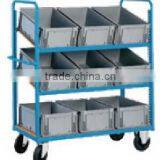 iron mobile attached lid container rack