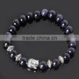 New Charms Vintage Beads Natural Blue Sand Stone Buddha Bracelet