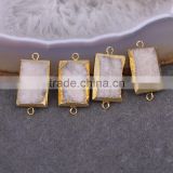 Rectangle Electroplated Quartz Druzy Connector Gold Gemstone Jewelry