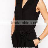 Sleeveless Suit Neckline Black Wholesale Price Long Jumpsuit thumbnail-3