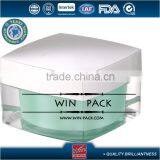 50g Green Color Top Material Square Plastic Jar, Acrylic Cream Bottle,with Shiny Silver Cap thumbnail-1