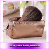 Kabuki Style Professioanl Make up Brush With Makeup Bag, Brown Kabuki Brush Goat Hair thumbnail-3
