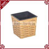 Home or Office Desk Decororative 5 Inches Resin Wicker Sqaure Mini Flower Pot thumbnail-2