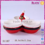 High quality red christmas ceramic candy dish