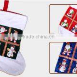 New Premium Three Colors of Santa Claus Snowman Pattern the Polyester Stocking Hanger Holder Set Felt Christmas Socks Decoration