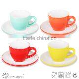 3 OZ Expresso Coffee Ceramic Cup and Saucer With Two-tone Mug thumbnail-1