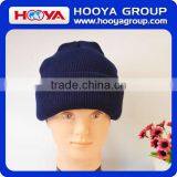 GS52017 Fashion Wholesale Men Plain Blue Color Four-layer Warm Knited Cuffed Beanie Hats thumbnail-1