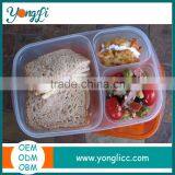 Easy to Use and Storage 3 Compartment PP Packing A Bento Box
