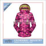 Waterproof Windproof Women Winter Ski Jacekt With Custom Printing