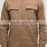Custom Long Sleeve Spread Collar Twin Chest Pockets Mens Pre-Shrunk 100% Cotton Breathable Comfot Fit Casual Khaki Plain Shirts thumbnail-3