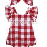 Boutique Spring Summer Outfits Plaid Hot Sale Cotton Kid Bodysuit Baby Clothing Romper thumbnail-2